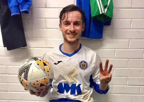 LBBOB hat-trick scorer Thomas Greenaway pictured with match ball