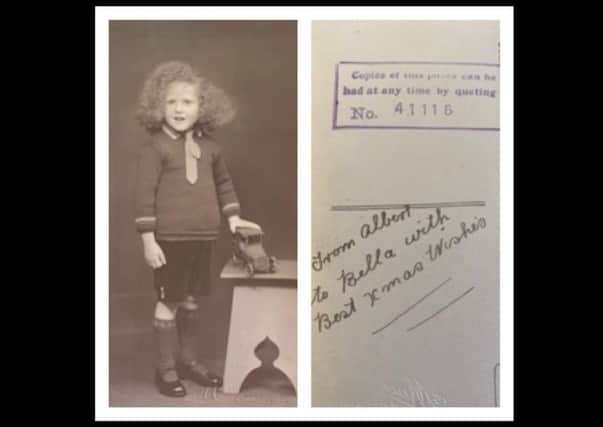 The postcard of the 'Wild Haired Boy' and (right) a message on the reverse.