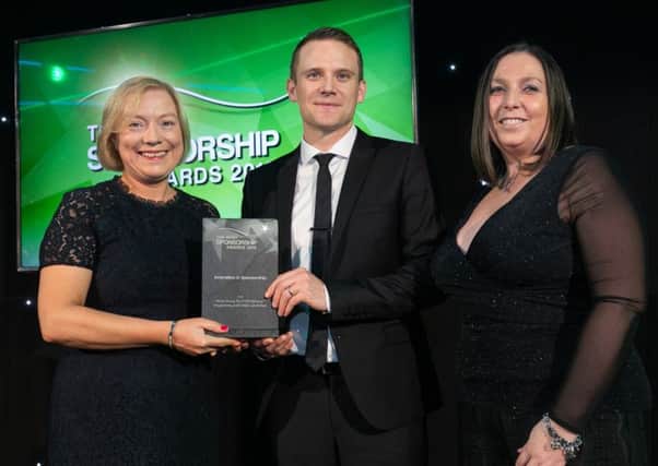 The Irish Sponsorship Award for Innovation in Sponsorship is presented to The Almac Group for STEM Pathway Programme at W5 MED-Lab in Belfast. Receiving the award on behalf of Almac are Dr Frances Weldon, STEM Outreach Manager and Caitriona Clarke, Marketing Associate - Events