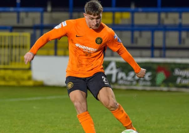 Jerry Thompson playing for Carrick Rangers.