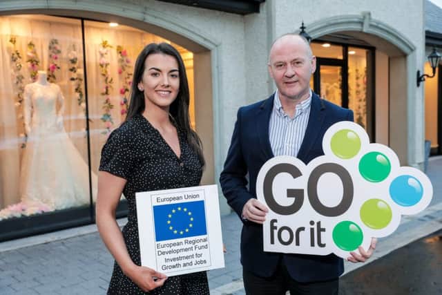 Pictured with Louise is Martin Devlin, CEO, Roe Valley Enterprises.