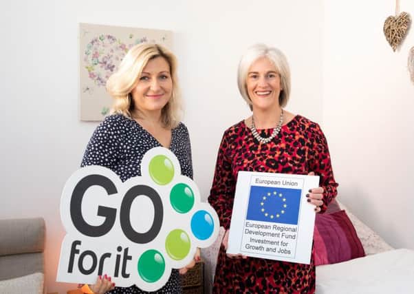 Pictured with Jenny McNally (left) is Patricia McPolin, Business Advisor with Lisburn Enterprise Organisation on behalf of Lisburn & Castlereagh City Council (right) who provided Jenny with expert advice and help with developing a business plan in order to help turn her business idea into a reality.