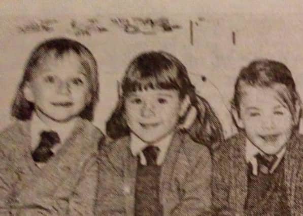A happy group of girls pictured on their first day at All Saints Primary School 1989