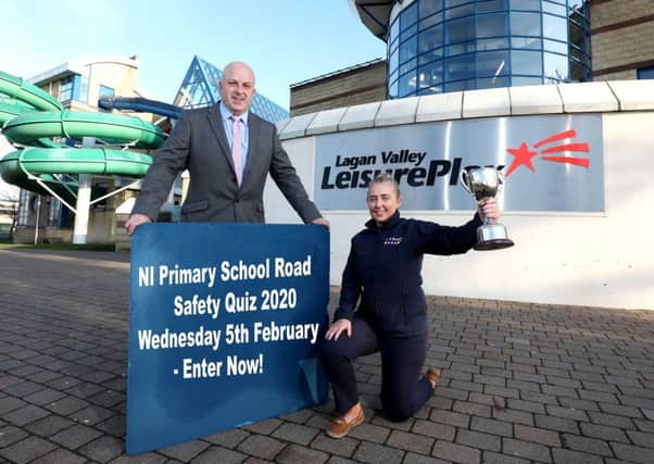 Chairman of the council's Leisure and Community Development Committee, Alderman James Tinsley along with Aideen McCrory, Marketing Assistant from Crash Services are encouraging local primary schools to enter the NI Primary School Road Safety Quiz taking place on Wednesday 5th February at Lagan Valley LeisurePlex