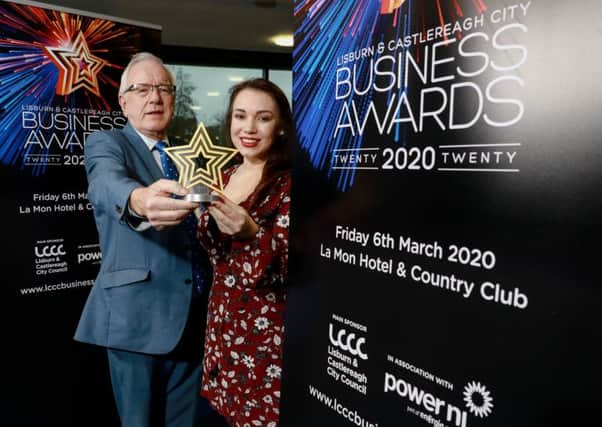 Launching the Lisburn & Castlereagh City Business Awards 2020 are Allan Ewart, Chair of the Development Committee at Lisburn & Castlereagh City Council and Amy Bennington, Commercial Marketing Manager at Power NI