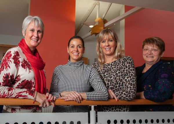 Northern Regional College lecturer Jackie Scott (right) with some of her Essential Skills students and former Thomas Cook employees (L-R) Jane, Moyra Morgan and Jennie Lyttle.