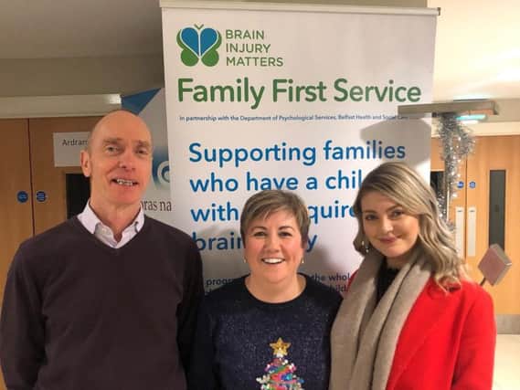 Joe Mc Vey (CEO, Brain Injury Matters), Mary Peoples (Parent of child
who has used Family First Service) and Catherine Quinn (Associate Psychologist, Family First Team, Brain Injury Matters).