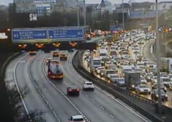 The incident is causing long delays leaving Belfast. Pic by Department for Infrastructure.