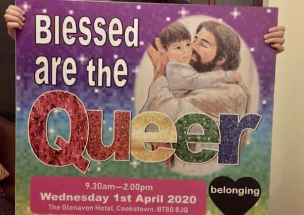 A row has broken out over the image of Christ kissing a young child for the 'Blessed are the Queer' conference.
