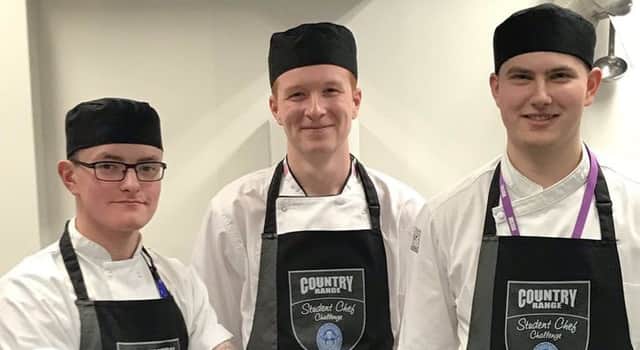 SERC students, Adam Jones, Matthew McGivern and Adam Proctor who have secured their place in the semi-final heats following recent competiton in Jersey