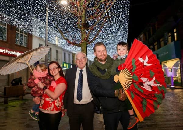 Trea, Ally-Rose, Aaron and Sam Mitchell met up with Alderman Allan Ewart MBE, Chairman of the council's Development Committee to promote the Welcome in the Chinese New Year - Light Festival Finale event on 23rd January 4-7pm.