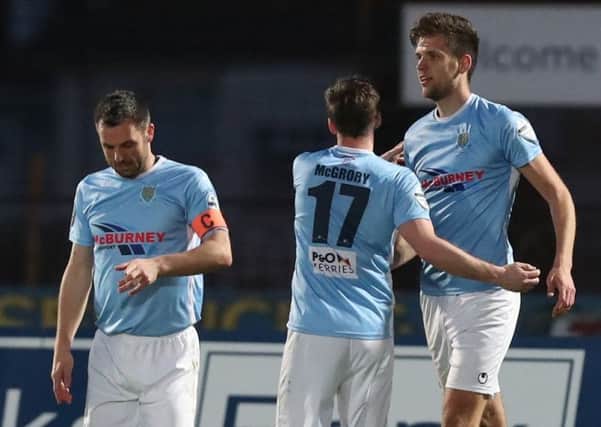 Ballymena United's Jim Ervin (left) and Adam Lecky (right). Pic by Pacemaker.