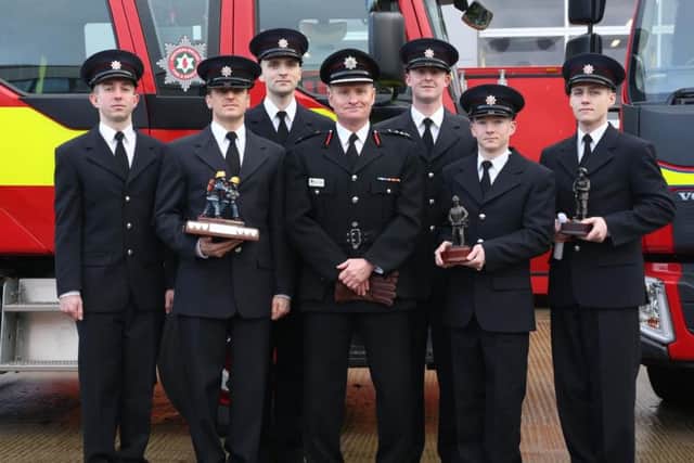 NIFRS graduates Connagh Armstrong, from Larne; Adam White, from Carrickfergus; Stephen Hackworth, from Carrickfergus; Kyle Jordan, from Carrickfergus; David Reeves, from Newtownabbey; and Alexander Morris, from Larne.