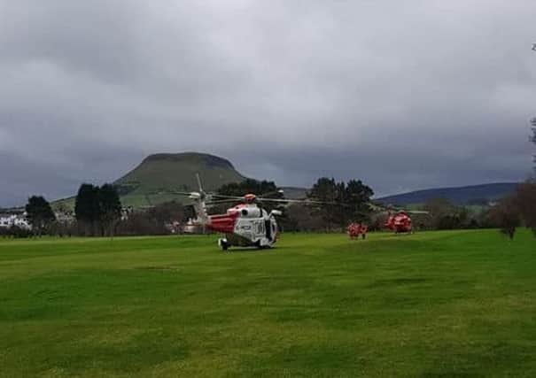 The Coastguard helicopter took the casualty to hospital.