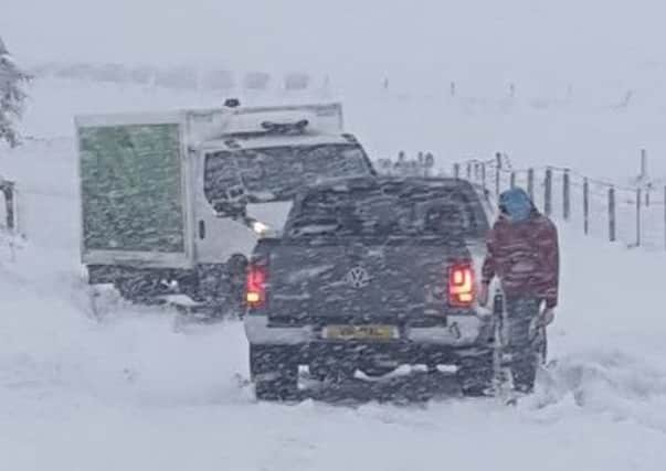 Vehicles stuck in snow in the Glenarm area.