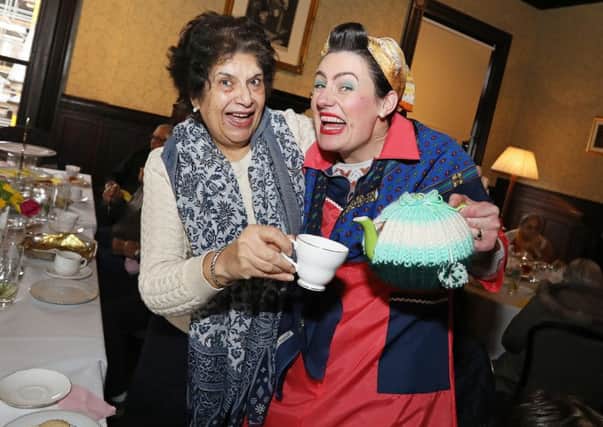 Pictured at the launch of ArtsEkta's You, Me and Tea social heritage project is Anjna Ralhan from the Asian Older Peoples Group, Coleraine with Mrs Doyle