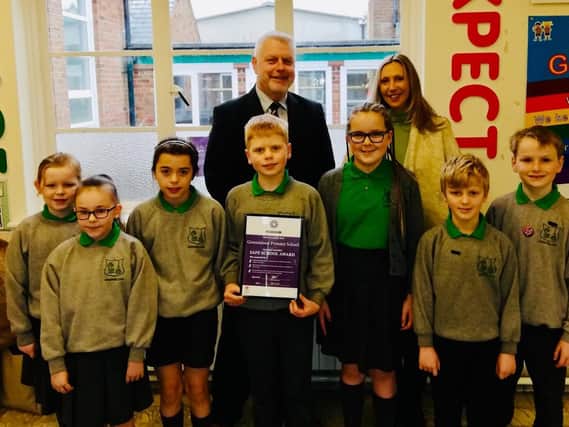 Greenisland Primary (above) and Carrickfergus Grammar picked up Safe School awards.