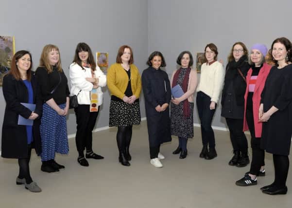 Opening of "Penumbra" Exhibition at FE McWilliam Gallery 15th February 2020, featuring the work of eight artists: Sinéad Aldridge, Hannah Casey-Brogan, Susan Connolly, Sarah Dwyer, Fiona Finnegan, Alison Pilkington, Yasmine Robinson, Louise Wallace, and co-curated by Dr Riann Coulter of the F.E. McWilliam Gallery and Dr Louise Wallace of Ulster University, Penumbra brings together artists who are connected by their gender, their associations with the island of Ireland and their commitment to testing the limits of painting. ©Edward Byrne Photography