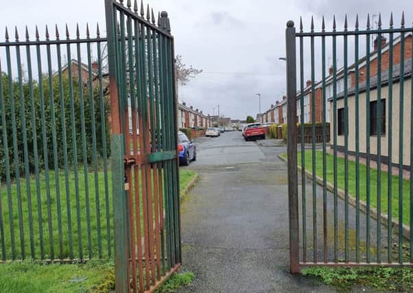 A post ceasefire steel interface fence at Margretta Park in Lurgan, County Armagh, as there are plans for it to be transformed with work due to start in the summer months. Photo: Rebecca Black