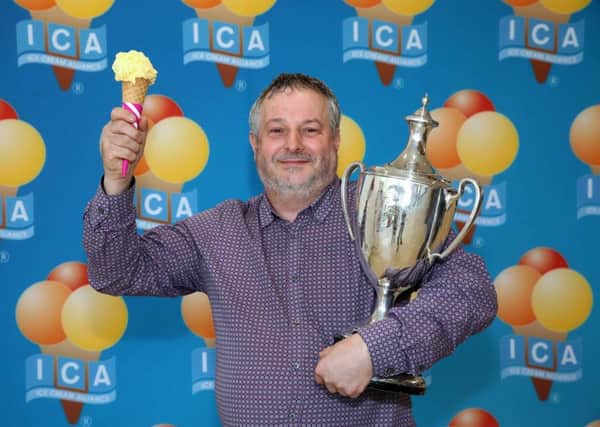 Marino Morelli with his award winning mango sorbet at the National Ice Cream competition.  Picture: Richard Doughty Photography