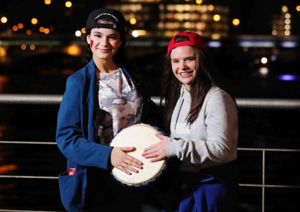 Lana Nuttall from Maghaberry and Destinee Ruddell from Cookstown who performed with the Care Day Drummers at the THIS IS ME event