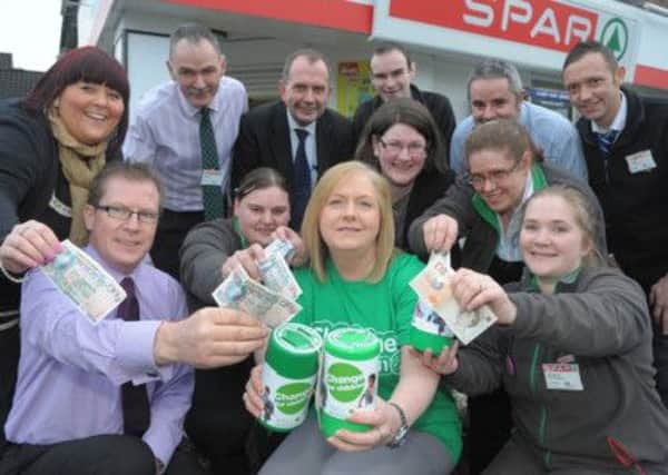 Managers from N Antrim Spar managers present Marie McGuickin from NSPCC with over £2000 raised in their stores.
Photo by Aaron McCracken/Harrisons