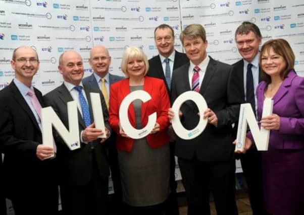 Pictured at the Northern Ireland Confederation for Health and Social Care (NICON) conference in Londonderry: Gerard Guckian, Western Trust Chairman and Chair of NICON; Sean Donaghey, Chief Executive, Northern Trust; John Compton, Chief Executive, Health and Social Care Board; Elaine Way, Chief Executive, Western Trust; Mike Farrar, Chief Executive, NHS Confederation; Hugh McCaughey, Chief Executive, South Eastern Trust; Andrew McCormick, Permanent Secretary, DHSSPS and Mairead McAlinden, Chief Executive, Southern Trust and NICON Vice Chair.