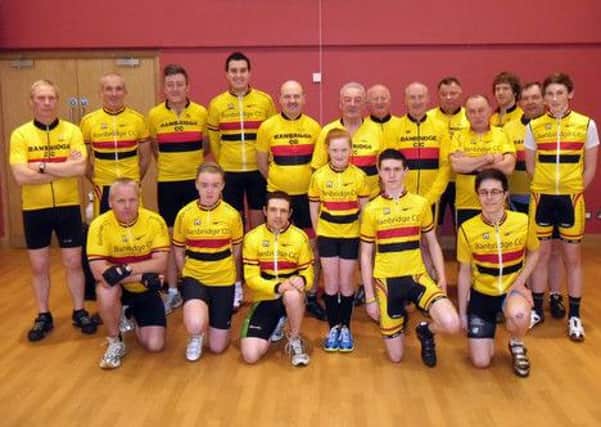 Members of Banbridge Cycling Club who are taking part in spinning classes.