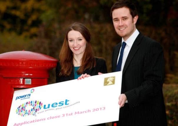 Michelle Carson and Neil Coleman from Power NI announce the final call for Quest applications with the final day for submission the 31st March. For the chance to become a community energy saving champion and win £10,000 to invest in renewable technologies for your area enter online now at www.powerni.co.uk/Quest