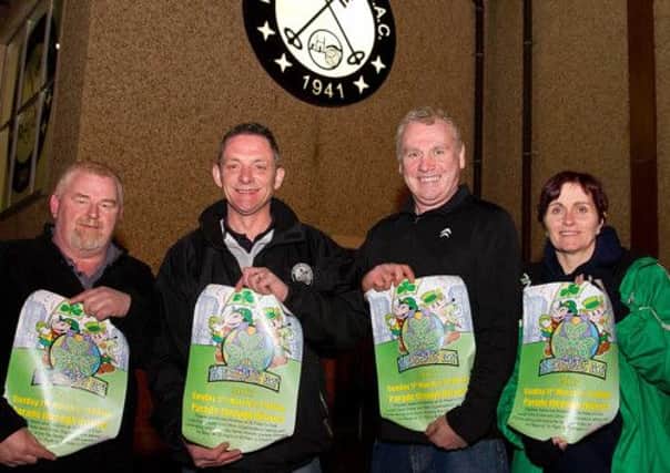 Bap Moore, Martin Lavery, John McStravick and Kelly Laverty launch the St Patrick's Day parade at St Peters GAA Club. INLM11-723.