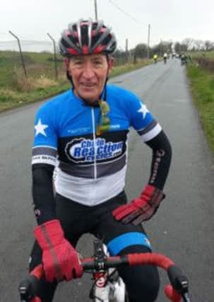 Ballymena Road Club veteran rider Michael Carroll who won the St Patricks day race at Derrymacash.