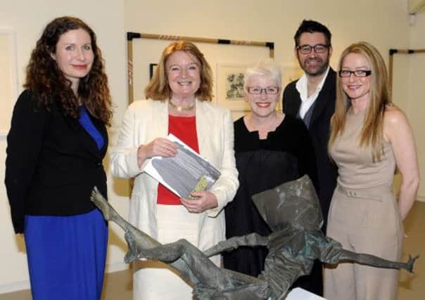 Pictured at the opening night of The Artists Coat Exhibition at the F.E. McWilliam Gallery were Dr Riann Coulter Curator F.E. McWilliam Gallery, Dr Denise Ferran, Deirdre Quail, Professor Philip Napier, Head of Faculty NCAD and Elaine McEnarney NIMC/HLF Collection Skills Initiative © Edward Byrne Photography INBL12-231EB