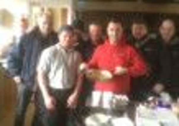 Cooking up a stew - Larne RFC president Paul Montgomery, Gareth Brownlee, Colin Adair, Scott Nelson, Stephen Henry, Uel Bryson and John Swan. INLT 13-614-CON