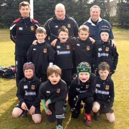 The coaches and lads of Ballymena All Blacks mini rugby squad looking forward to their mini rugby tournament matches. INBT 15-844H