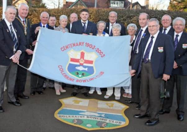 FLYING THE FLAG. Mayor Cllr Sam Cole, pictured along with Officials and guests on Friday night.CR15-504SC.