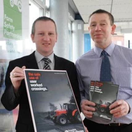 Keith Pollock, Level Crossing Risk Coordinator at Translink, and Malcolm Downey, the Principal Inspector for Agriculture in Health and Safety Executive Northern Ireland (HSENI) have launched an annual safety initiative encouraging responsible use of level crossings.