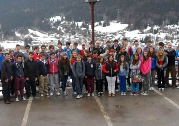 Lismore Comprehensive pupils and staff in the resort of Andalo, Italy. INPT14-001