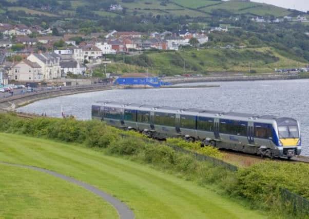 A new  C4000 train on the Larne Line.