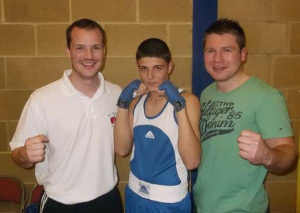Cousins Dermot (left) and TJ Hamill will make their return to the boxing ring in Saturday night's All Saints Boxing Club show, which also features Ricky Moore (centre).