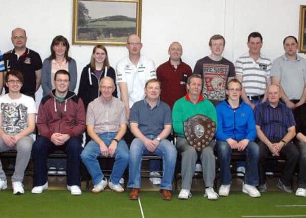 Michelin Bowling club ready for their game against 1st Ahoghill last week in Broughshane Community Hall in the final for the Magrath Sheild. INBT 16-806H