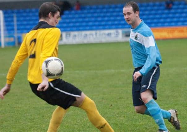 Institute's Declan McKeever fired home their opening goal at Harland & Wolff Welders on Saturday.