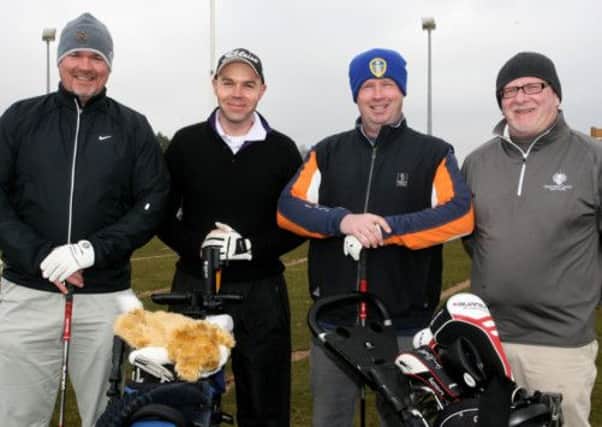 Trevor Fletcher, Daryl Robinson, Paul Reid and Henry Cubitt ready for a round at Galgorm Castle Golf Club. INBT16-243AC