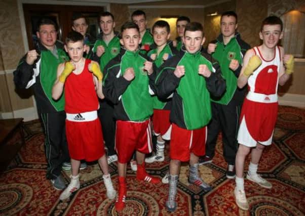 Members of All Saints Boxing Club who took on a Scotland select team. INBT16-266AC