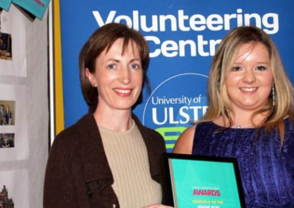 Volunteer of the Year Janine Ross (right) with Jane Gribbin, Regional Manager at Volunteer Now. INLT 17-670-CON