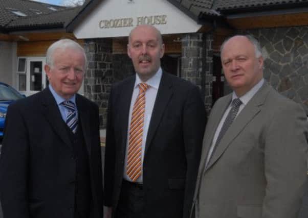 Upper Bann MP David Simpson along with Councillors Jim McElroy and Junior McCrum at Crozier House. INBL1713-CROZIER