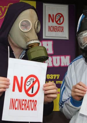 Members of Enagh Youth Forum protest against the proposed Incinerator.  (1101JB54)