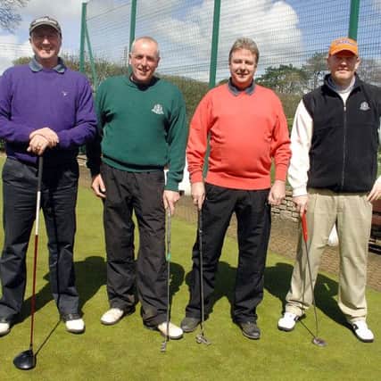 Ready for a round of golf at Ballymena Golf Club on Saturday were Davy Clements, Stephen Ritchie, Graham Fox and Steven McCloy. INBT 18-913H