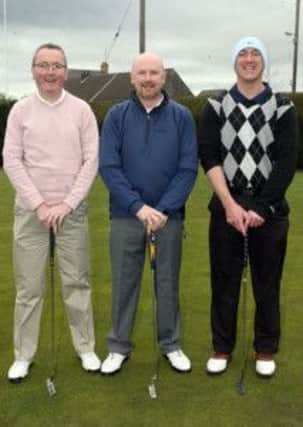 Maurice Wylie, Nigel McCullough and Dylan Cole who took part in the Wilsons of Rathkenny sponsored competition at Ballymena Golf Club. INBT19-235AC