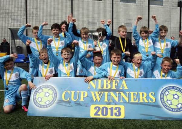 Ballymena Under 11's celebrate winning the NIBFA cup. INBT19-248AC