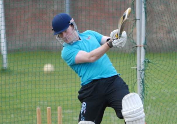 Zach Weatherhead in the nets for Larne during practice at Sandy Bay. INLT 19-304-PR